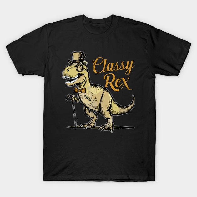 Funny Classy Rex Tyrannosaurus Rex Dinosaur Design T-Shirt by Terra Fossil Merch